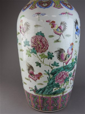 Lot 3 - A large Chinese famille rose vase first half...