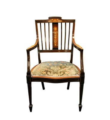 Lot 537 - An Edwardian inlaid mahogany and rosewood armchair