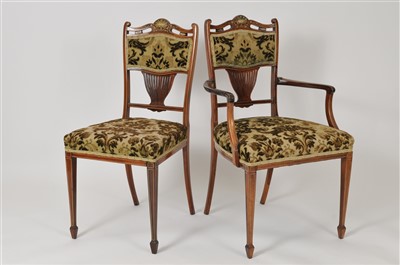 Lot 465 - An Edwardian five piece upholstered rosewood parlour suite