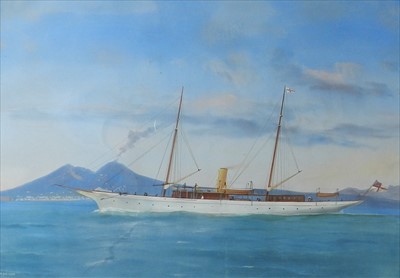 Lot 327 - Antonio de Simone (Italian 19th Century), Steam Yacht in the Bay of Naples