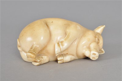 Lot 476 - 'The Lucky Pig', an Edwardian ivory model by Barrett & Sons, Piccadilly.