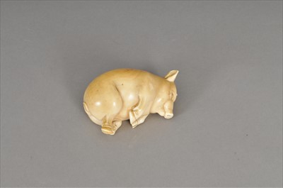 Lot 476 - 'The Lucky Pig', an Edwardian ivory model by Barrett & Sons, Piccadilly.