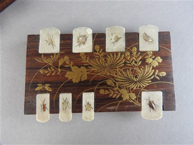 Lot 26 - Two Japanese rosewood ivory and inlaid whist...