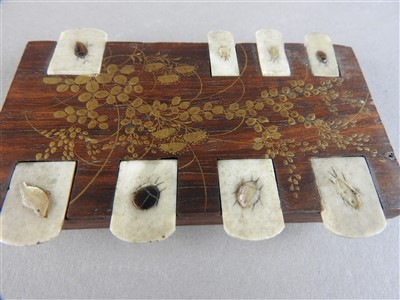 Lot 26 - Two Japanese rosewood ivory and inlaid whist...