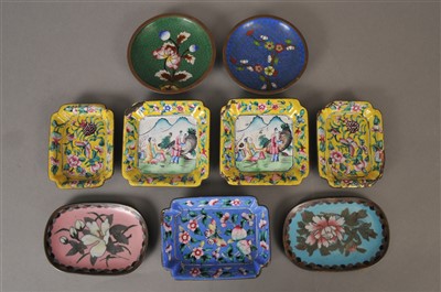 Lot 439 - A collection of small 19th century and later Chinese Canton and cloisonné enamel dishes