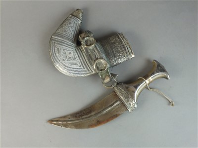 Lot 266 - Arabic Jambiya dagger in white metal sheathe