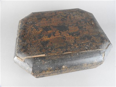 Lot 118 - A Chinese export lacquer games box and cover,...