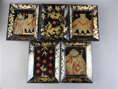 Lot 118 - A Chinese export lacquer games box and cover,...
