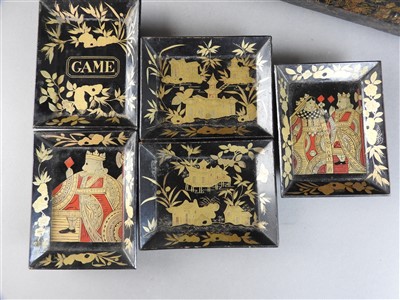 Lot 118 - A Chinese export lacquer games box and cover,...
