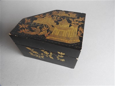 Lot 118 - A Chinese export lacquer games box and cover,...