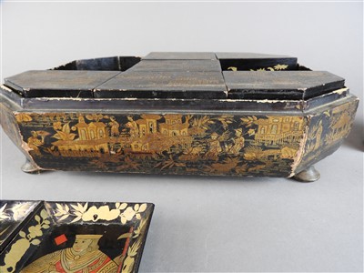 Lot 118 - A Chinese export lacquer games box and cover,...
