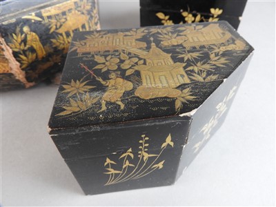 Lot 118 - A Chinese export lacquer games box and cover,...