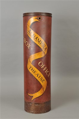 Lot 458 - An Edwardian style painted Alhambra Theatre Box Office advertising umbrella/stick stand