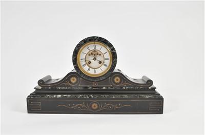 Lot 405 - A large and impressive Victorian black slate and marble cased mantle clock