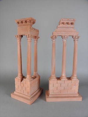 Lot 196 - A pair of terracotta models of the temples of Castor and Pollux and Vespasian