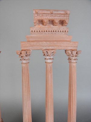 Lot 196 - A pair of terracotta models of the temples of Castor and Pollux and Vespasian