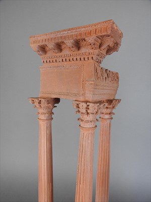 Lot 196 - A pair of terracotta models of the temples of Castor and Pollux and Vespasian