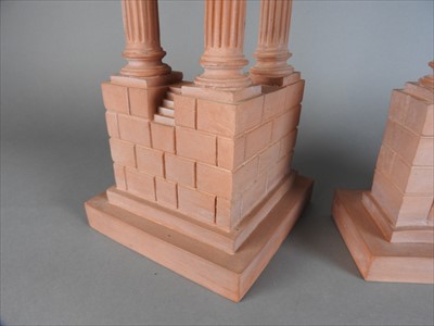 Lot 196 - A pair of terracotta models of the temples of Castor and Pollux and Vespasian