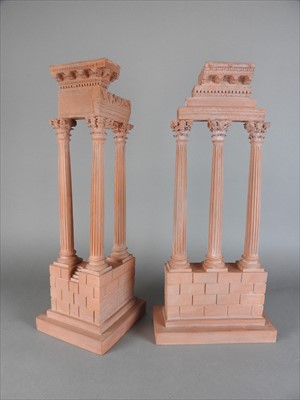 Lot 196 - A pair of terracotta models of the temples of Castor and Pollux and Vespasian