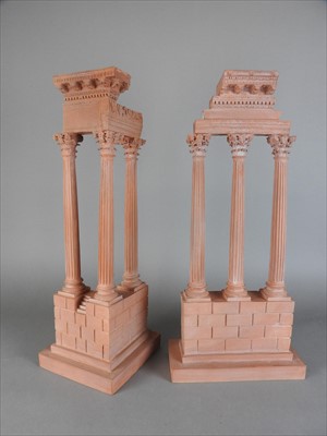 Lot 196 - A pair of terracotta models of the temples of Castor and Pollux and Vespasian