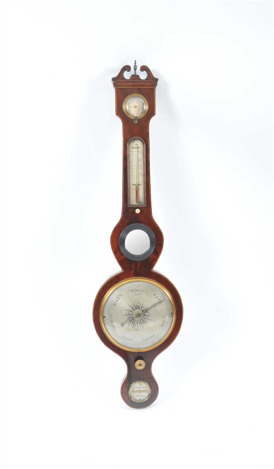 Lot 727 - A 19th century mahogany veneered wheel barometer by J Somalvico & Co, London