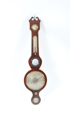 Lot 727 - A 19th century mahogany veneered wheel barometer by J Somalvico & Co, London