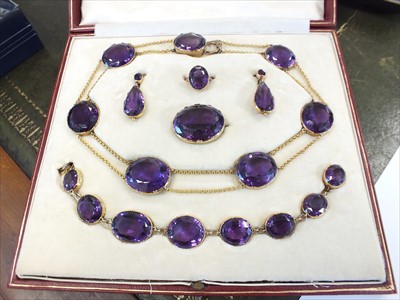 Lot 57 - A late 19th century suite of amethyst jewellery