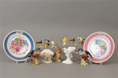 Lot 239 - Meissen plate together with porcelain models of animals including Beswick