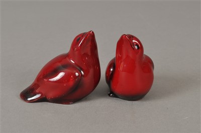 Lot 190 - Two miniature Royal Doulton flambé birds