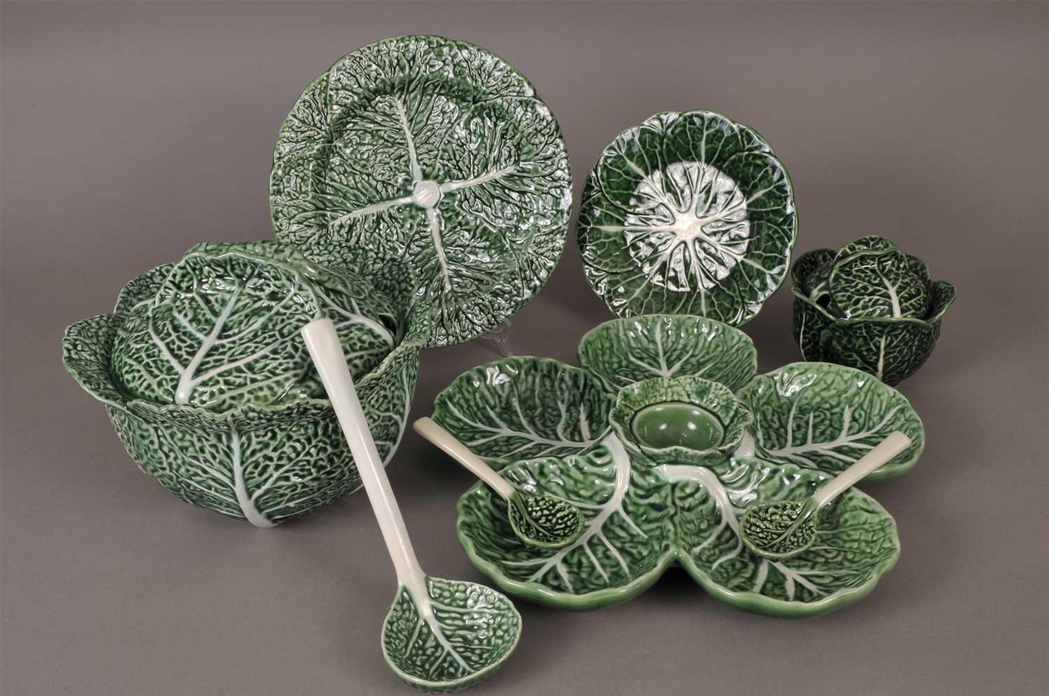 Lot 158 - Majolica dinner service, cheese dome and Royal Worcester
