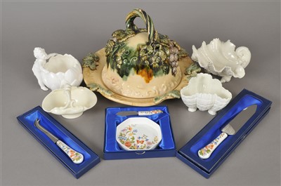 Lot 158 - Majolica dinner service, cheese dome and Royal Worcester
