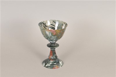 Lot 456 - A large and highly decorative 19th century cut and polished moss agate goblet