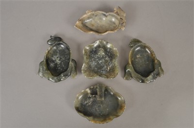 Lot 494 - A group of five Chinese polished hard stone dishes