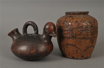 Lot 545 - Stoneware duck vessel and a stoneware vase