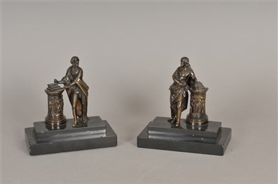 Lot 205 - A pair of 19th century desk-top bronzes, one in the form of Shakespeare