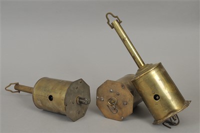 Lot 276 - Three brass roasting jacks