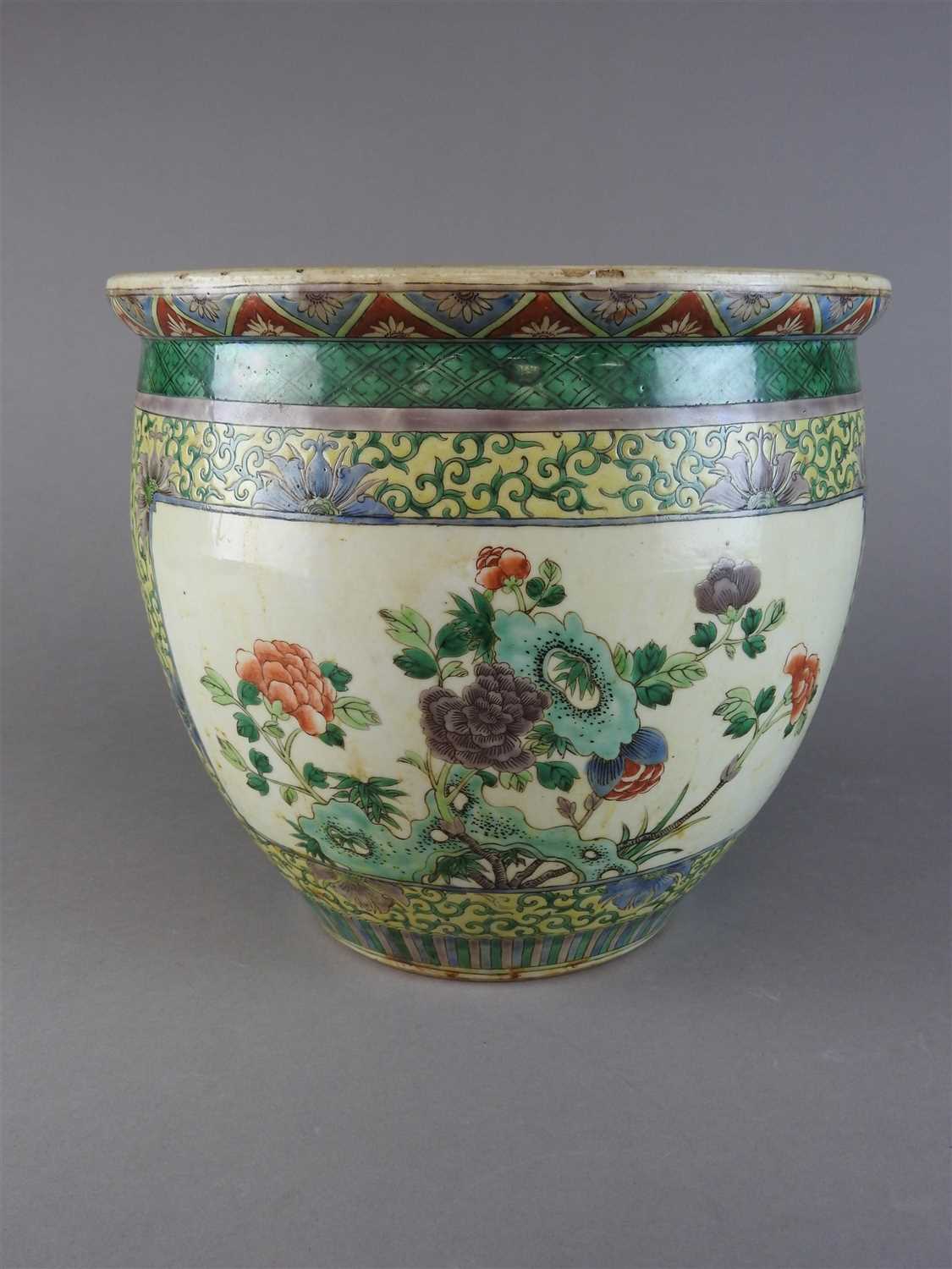 Lot 88 - A Chinese famille verte porcelain planter,...