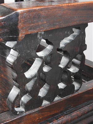Lot 54 - A Chinese carved rosewood chair, early 20th...