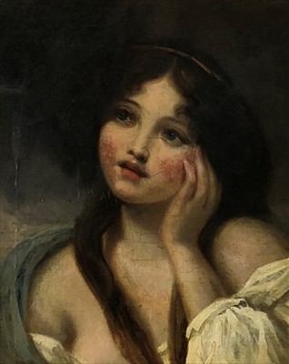 Lot 336 - Follower of Sir Joshua Reynolds (18th Century), Portrait of a Young Girl, oil on canvas