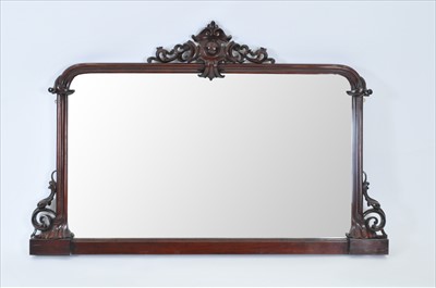 Lot 761 - A Victorian mahogany framed over-mantel wall mirror