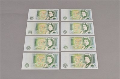 Lot 433 - A collection of eight £1 notes