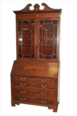 Lot 328 - A late 19th century mahogany bureau bookcase