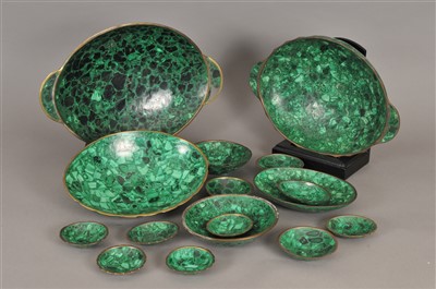 Lot 468 - A large collection of various African malachite bowls