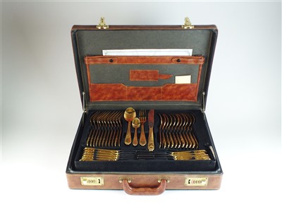 Lot 36 - A cased set of Solingen gold plated cutlery