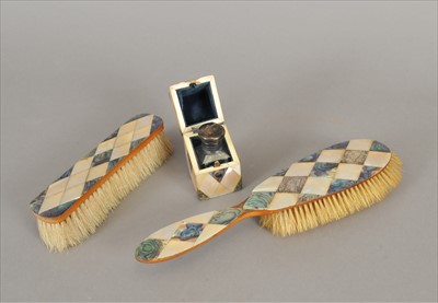Lot 232 - A late 19th century mother-of-pearl and abalone shell dressing table trio