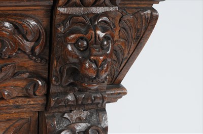 Lot 749 - A late 19th century continental carved oak hall cupboard in the Flemish style