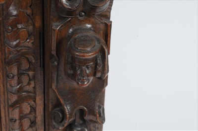 Lot 749 - A late 19th century continental carved oak hall cupboard in the Flemish style