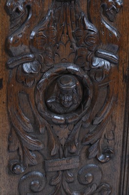 Lot 749 - A late 19th century continental carved oak hall cupboard in the Flemish style