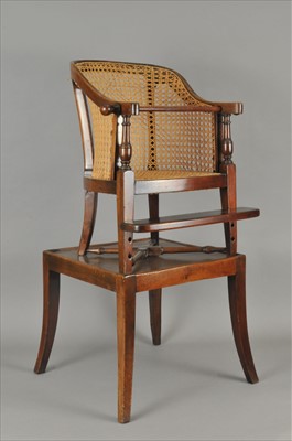 Lot 742 - An Victorian child's mahogany framed bergere caned tub chair
