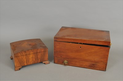 Lot 206 - A 19th century mahogany veneered box and a walnut veneered cigar box.